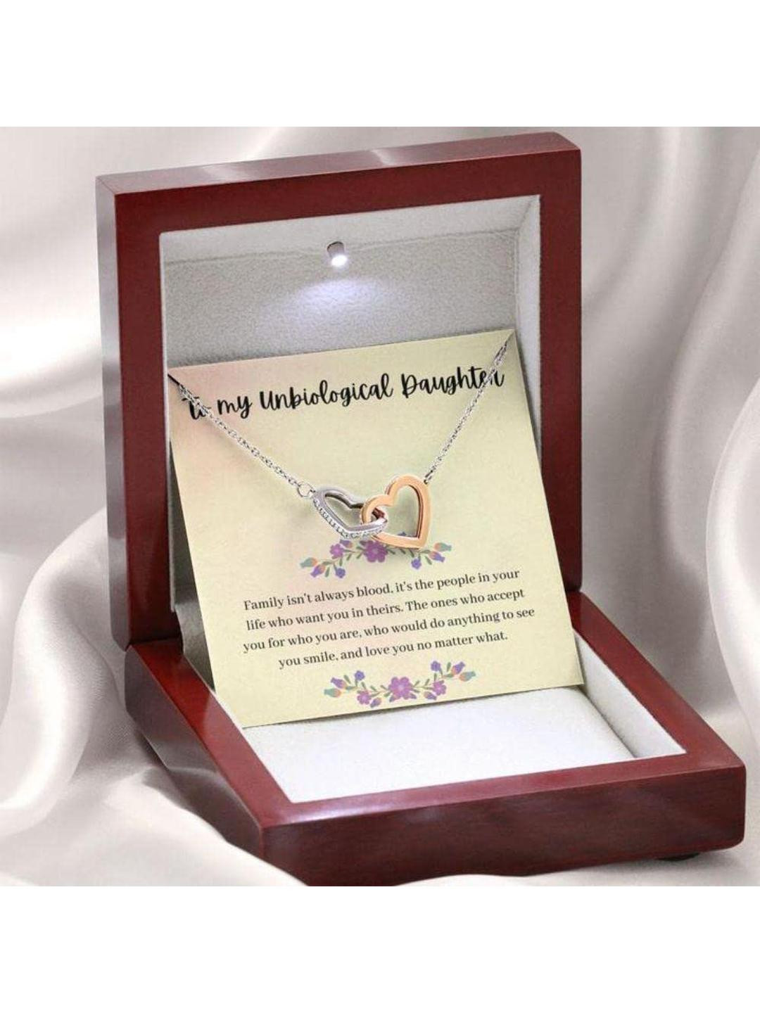 Silver Gift Daughter Necklace Gift To Daughter Gift Necklace To My Unbiological Daughter Adopted Da