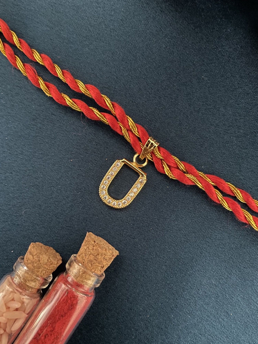 Digital Dress Room U Letter American Diamond Studded Thread Rakhi