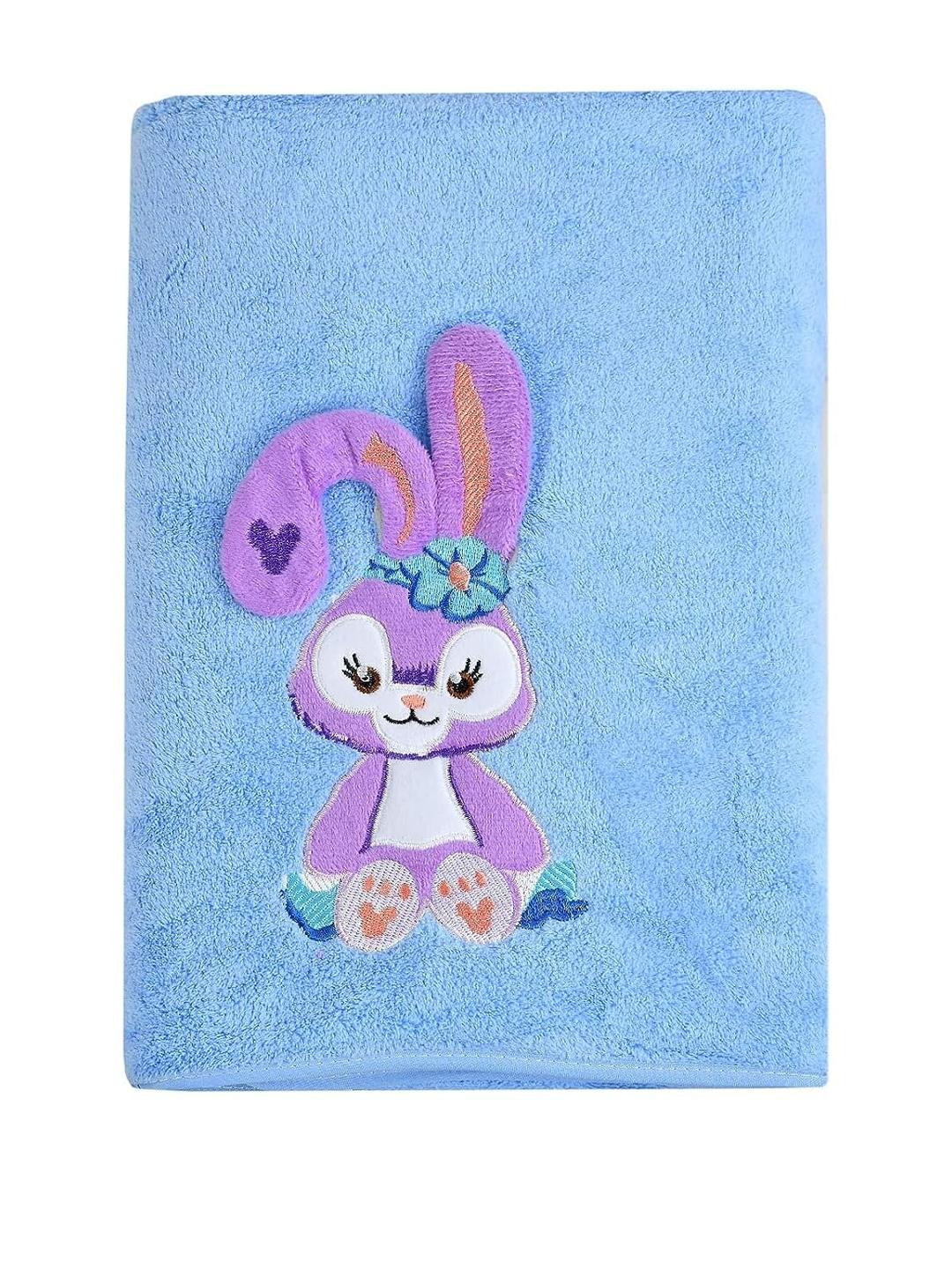 Cotton Bolls Textiles Kids Blue & Purple Printed 300 GSM Bath Towel