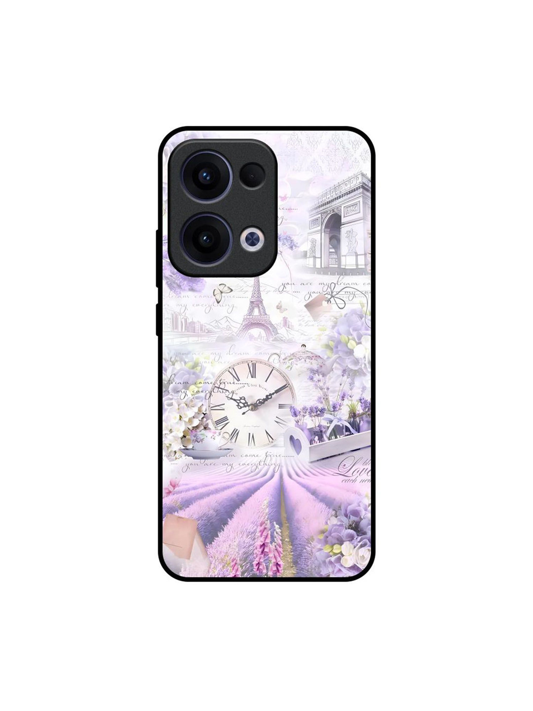 QRIOH Vintage Time Floral Printed Oppo Reno13 5G Glass Back Case Mobile Accessories