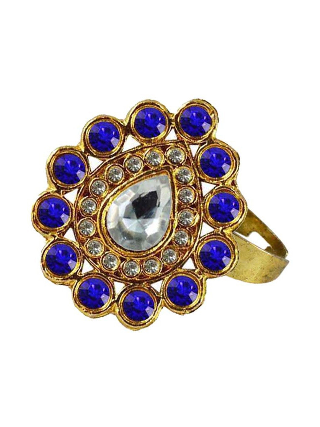 Vidhya Kangan Women Blue Gold-Plated Ring