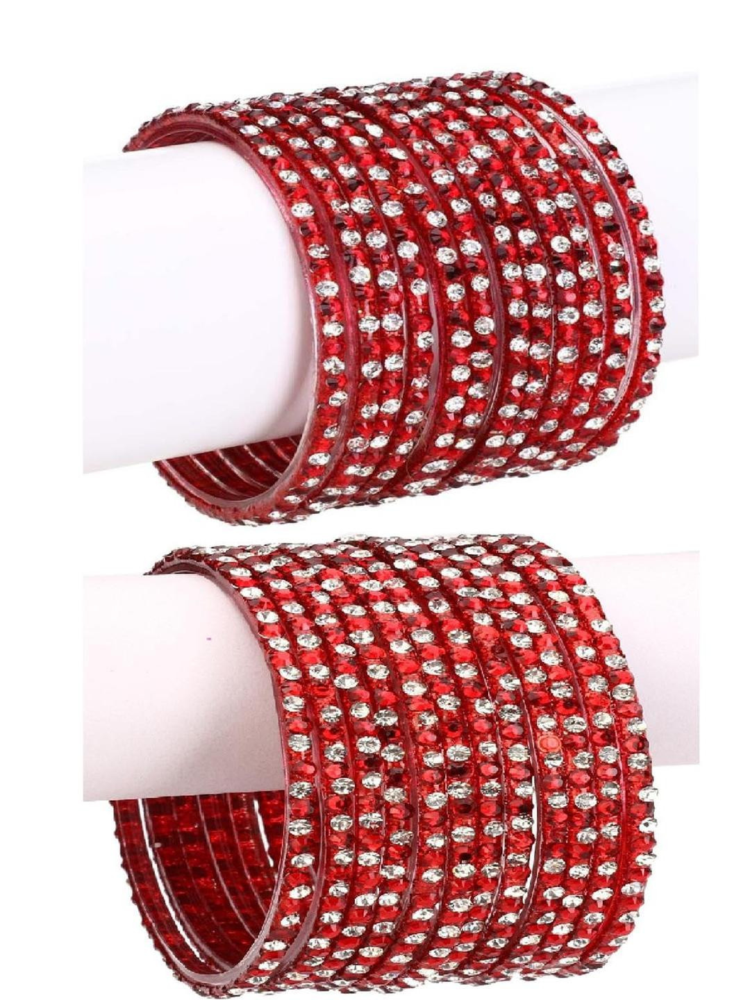 SOMIL Women Red Glass Bangles