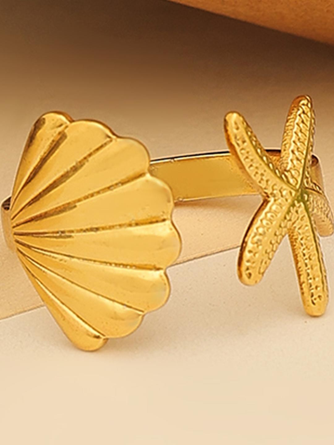 Beenth & Doneth Stainless Steel Gold-Plated Finger Ring