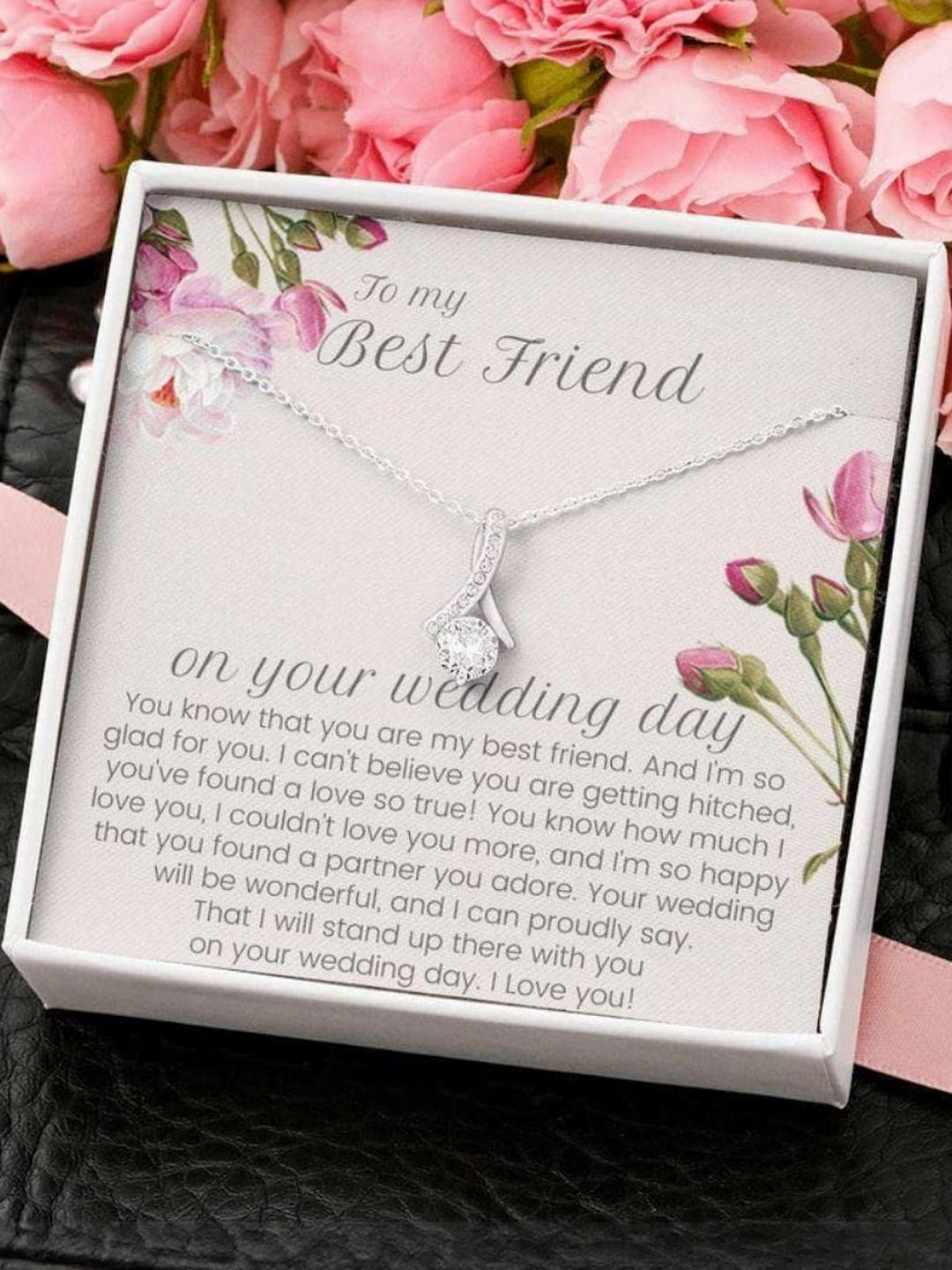 Silver Gift Best Friend Necklace, Gift For Best Friend On Her Wedding Day, Bride Gift, Friend To Br