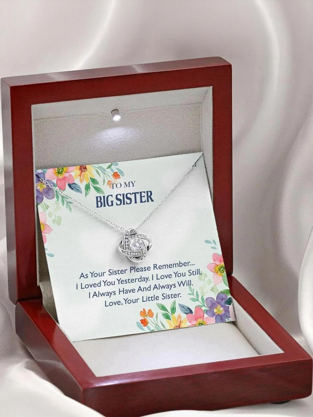 Silver Gift Sister Necklace, Brother And Sister Necklace, Little Sister Gift From Big Brother, Chri