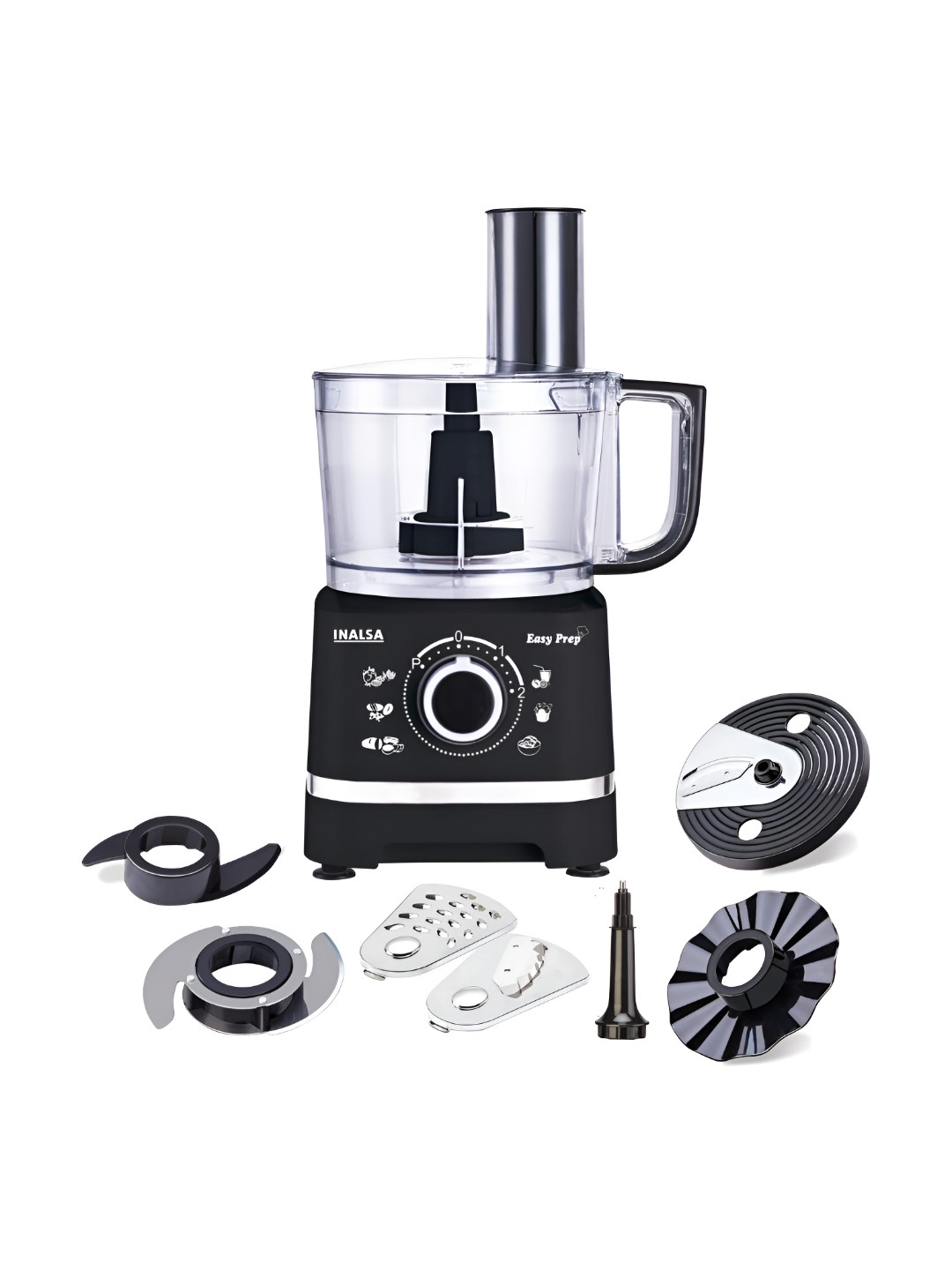Inalsa Black & White Textured Food Processor With Processing Bowl & 7 Accessories - 800 W