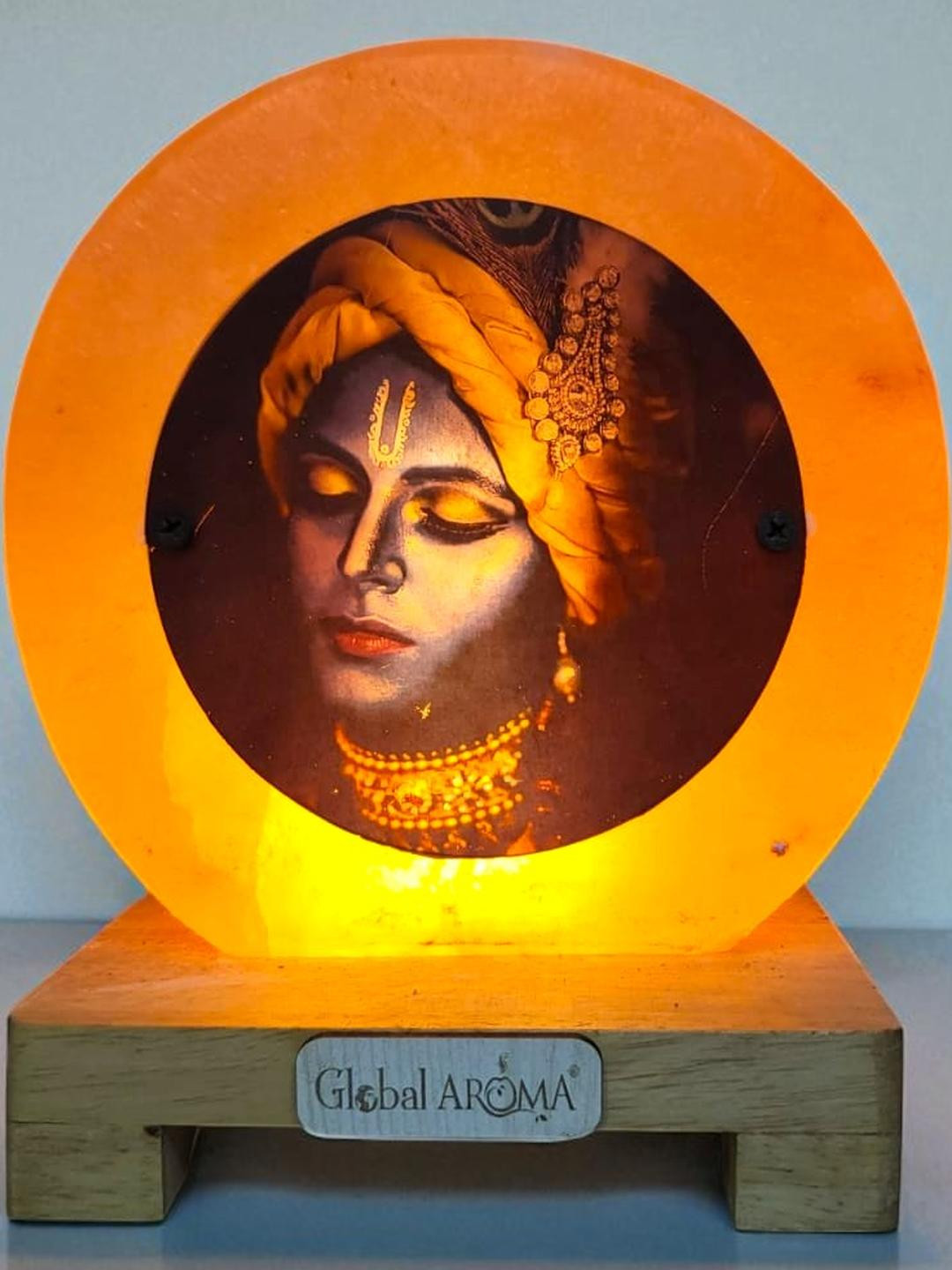 GLOBAL AROMA Acrylic Krishna Themed Printed Spherical Table Lamp
