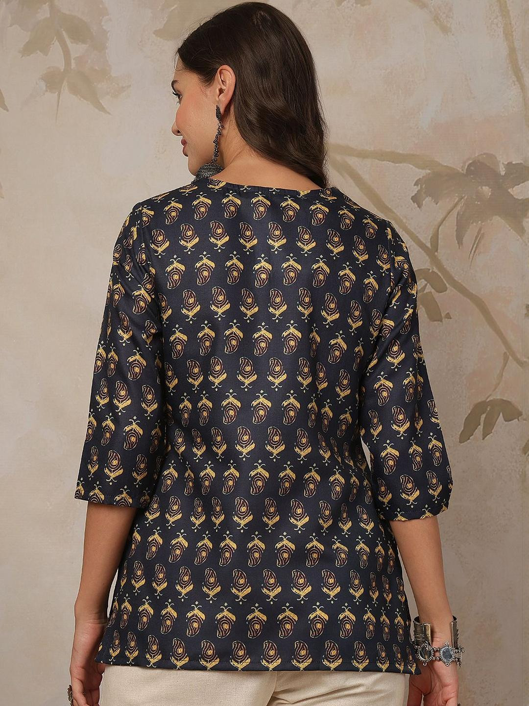 Anouk Rustic Ethnic Motifs Three-Quarter Sleeves  Kurtis