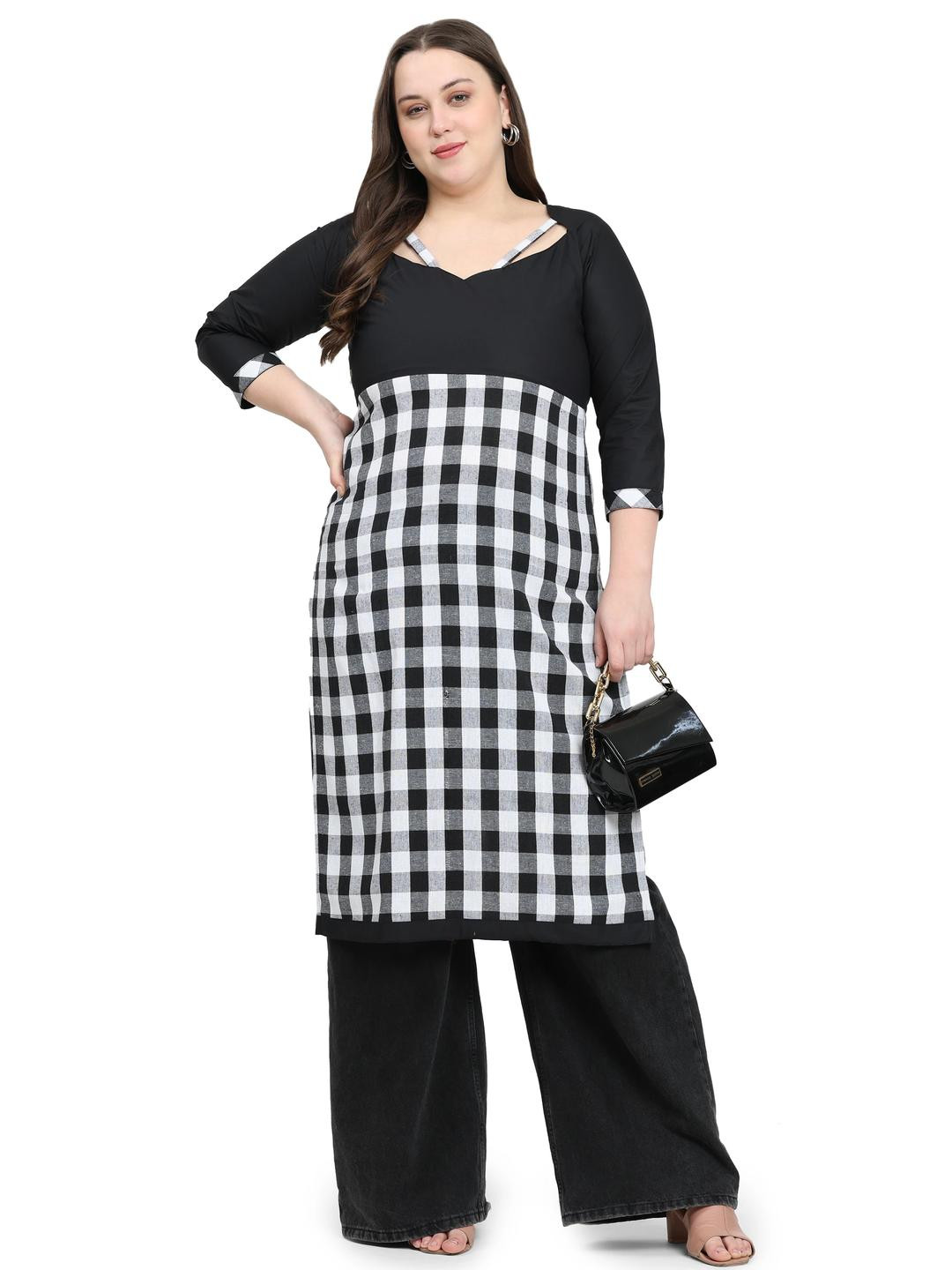 Lingra Women Cotton Solid Straight Kurta