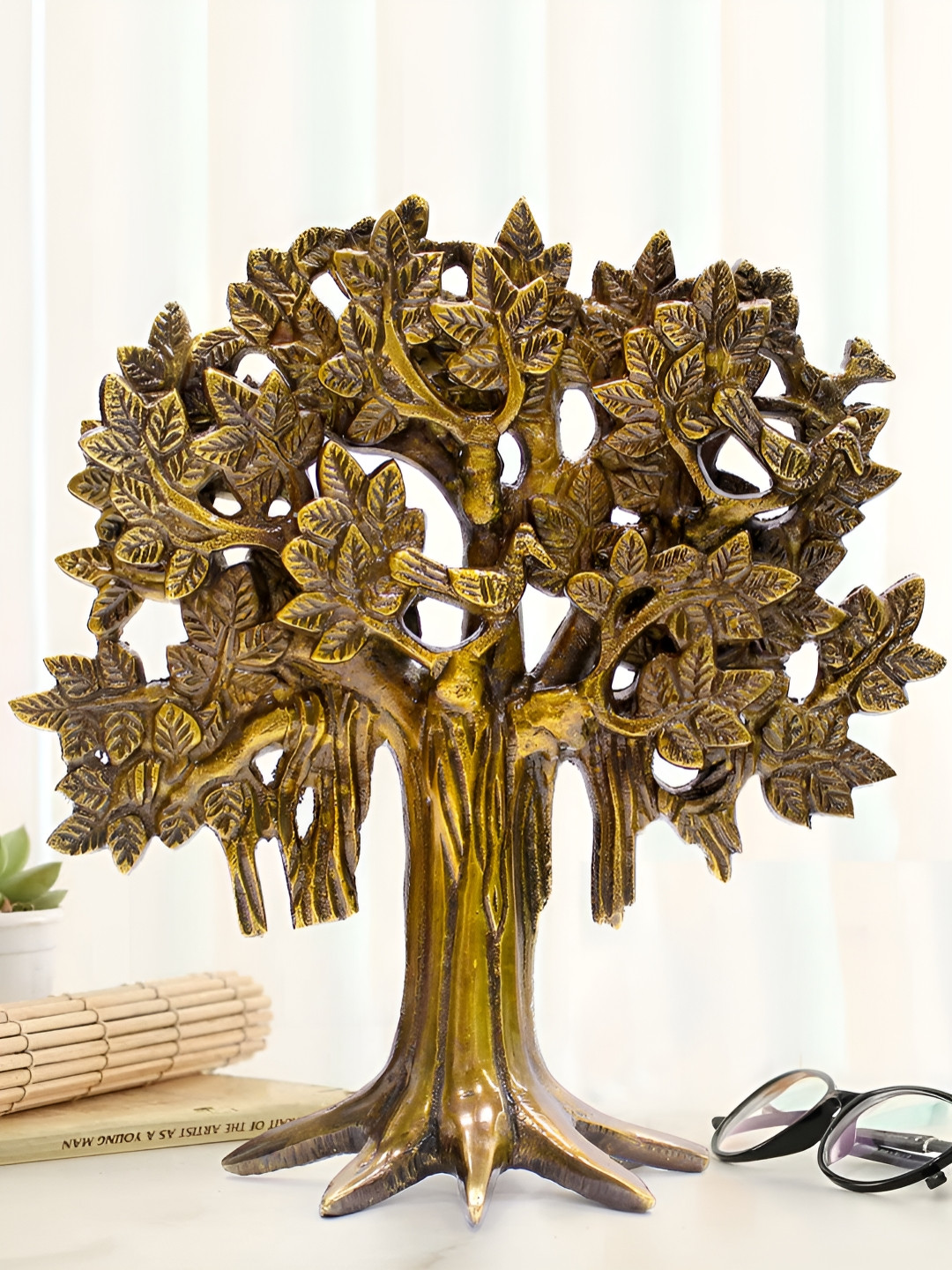 TIED RIBBONS Gold-Toned Fengshui Kalpavriksha Tree of Life Success Showpiece