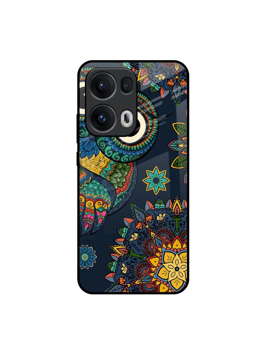 QRIOH Owl Art Printed Oppo Reno13 Pro 5G Glass Back Case