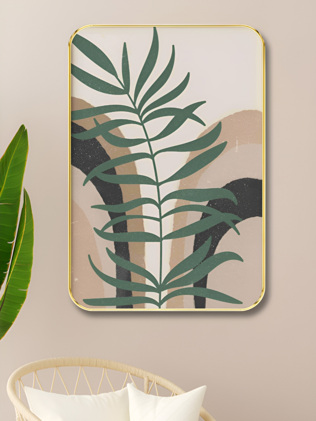 Livin'luxe Grey & Green Modern Botanical Abstract Wall Art