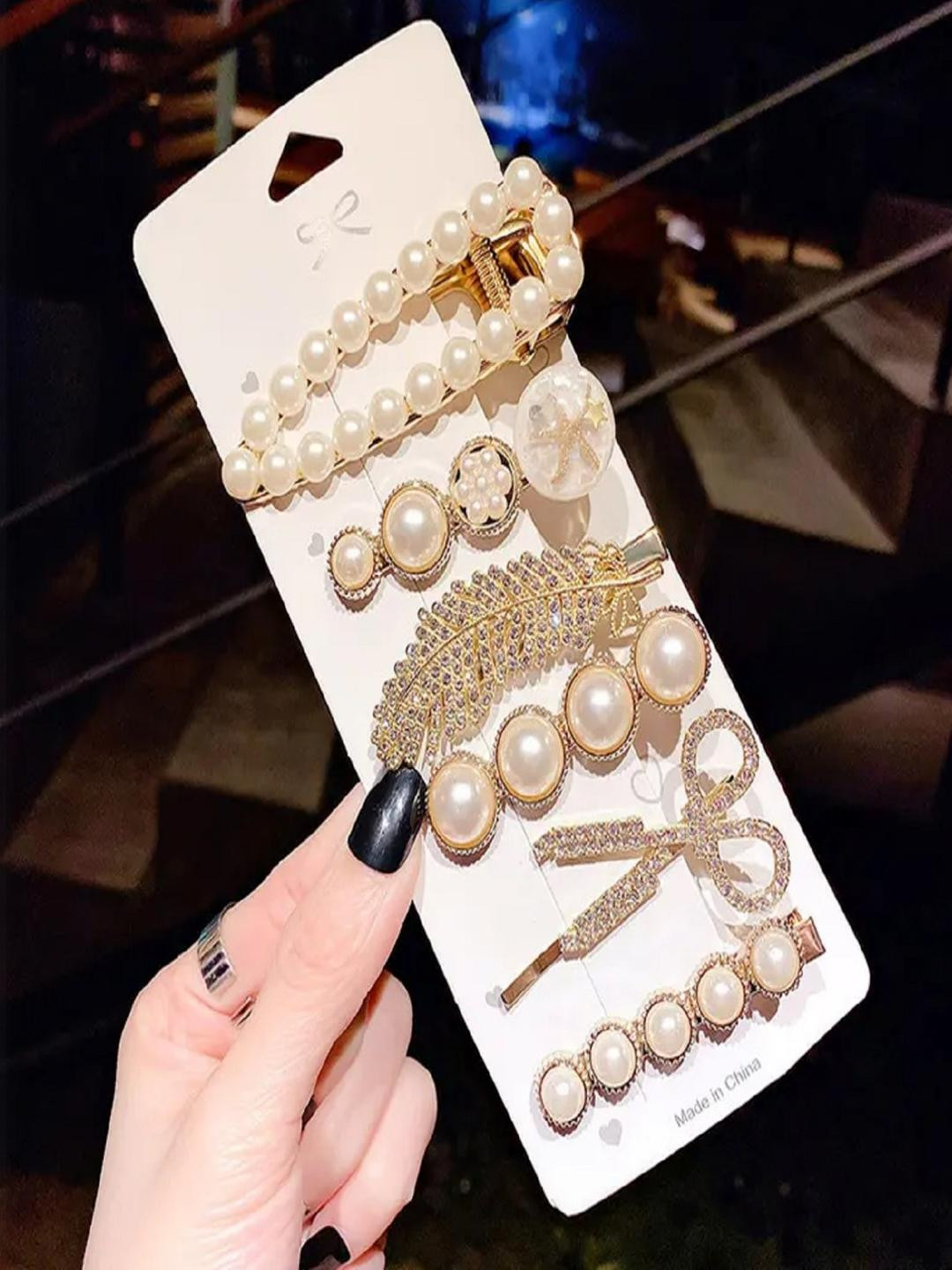 alamodey Women Set of 6 Embellished Tic Tac Hair Clip