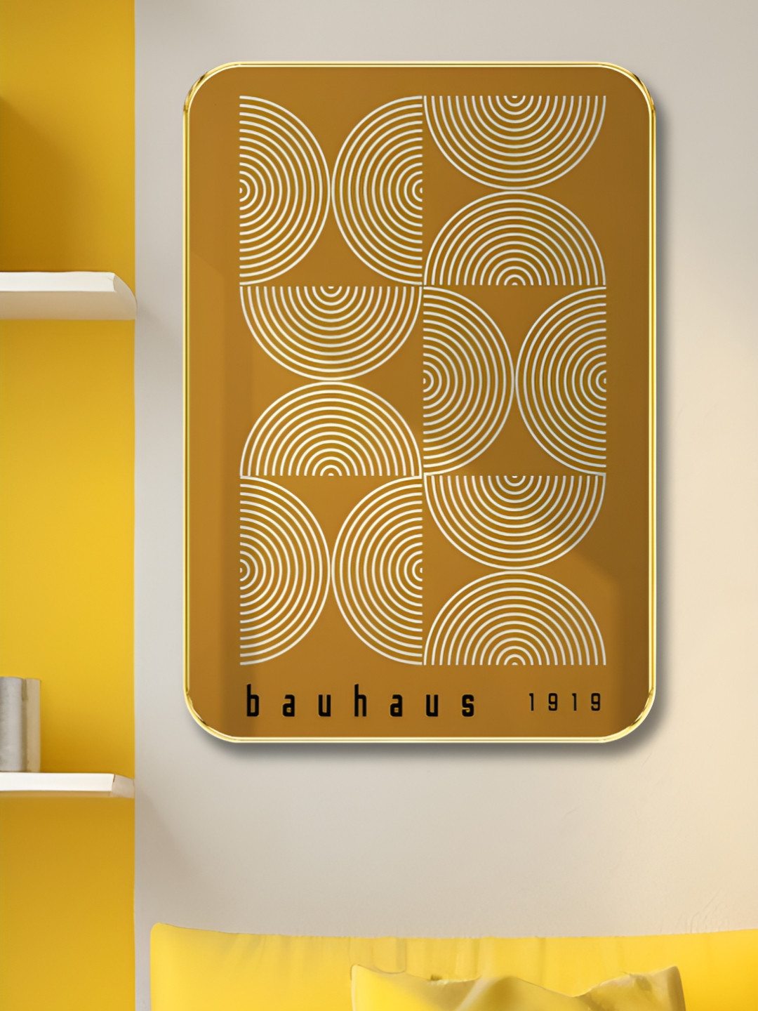Livin'luxe Brown & White Bauhaus Geometric Wall Art