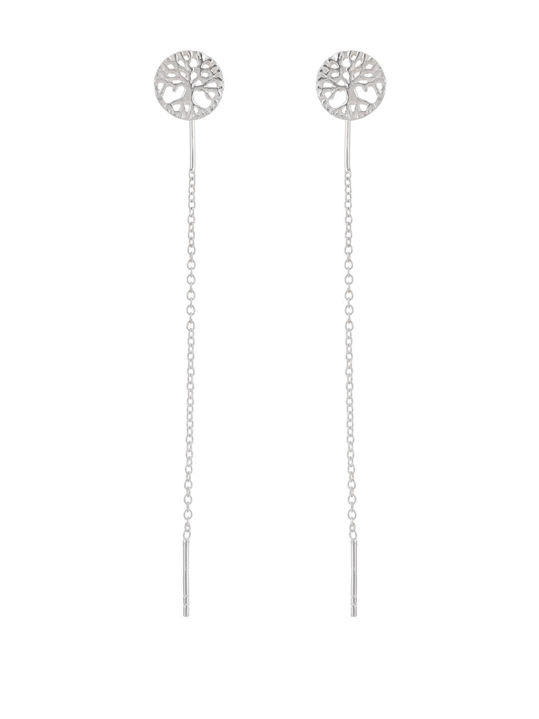 Silver Planets Women White Earrings
