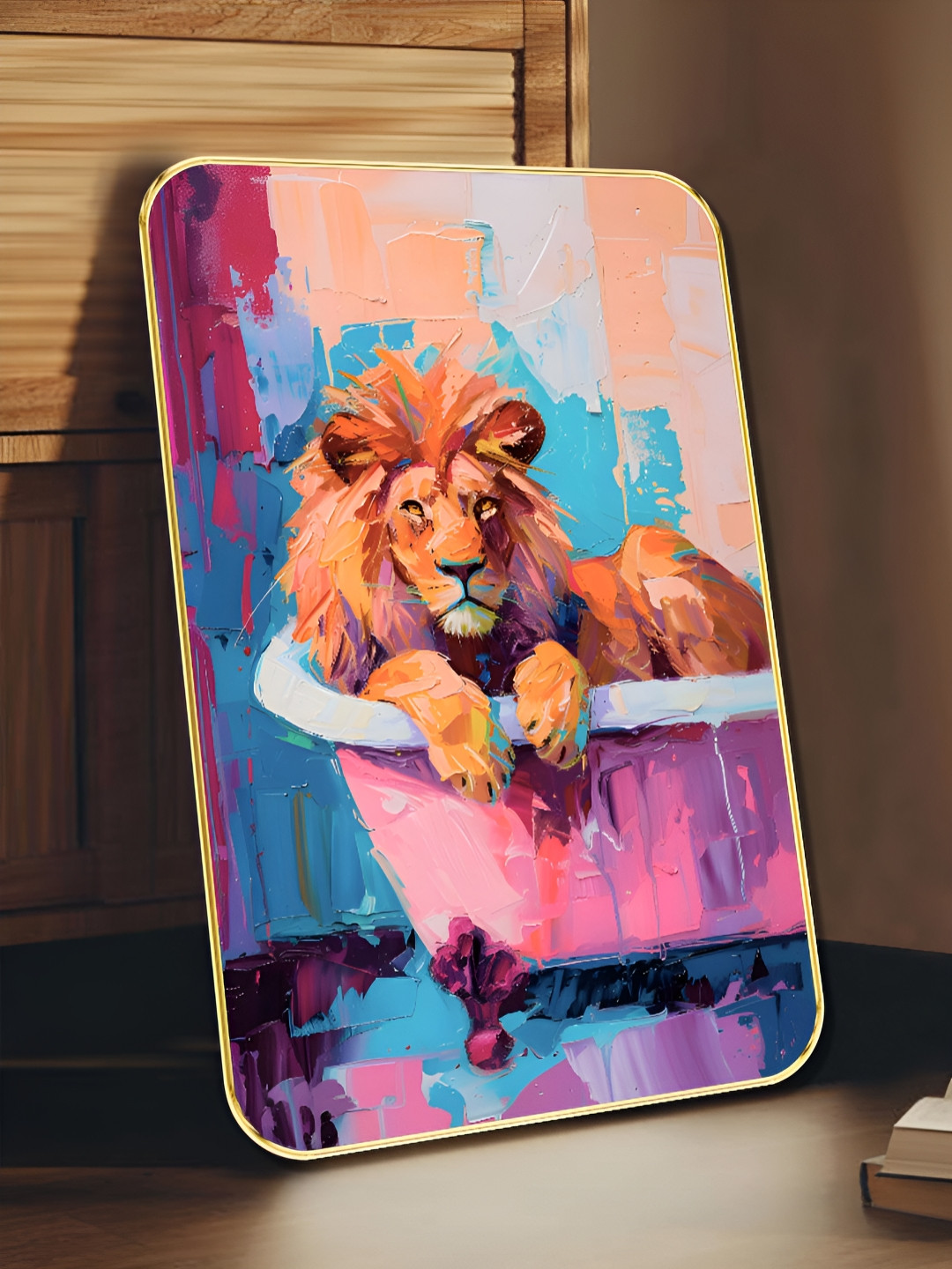 SAF Single Piece Wood Birds and Animals Wall Paintings