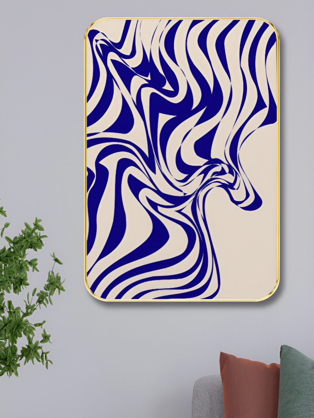 Livin'luxe Beige & Blue Printed Wall Art