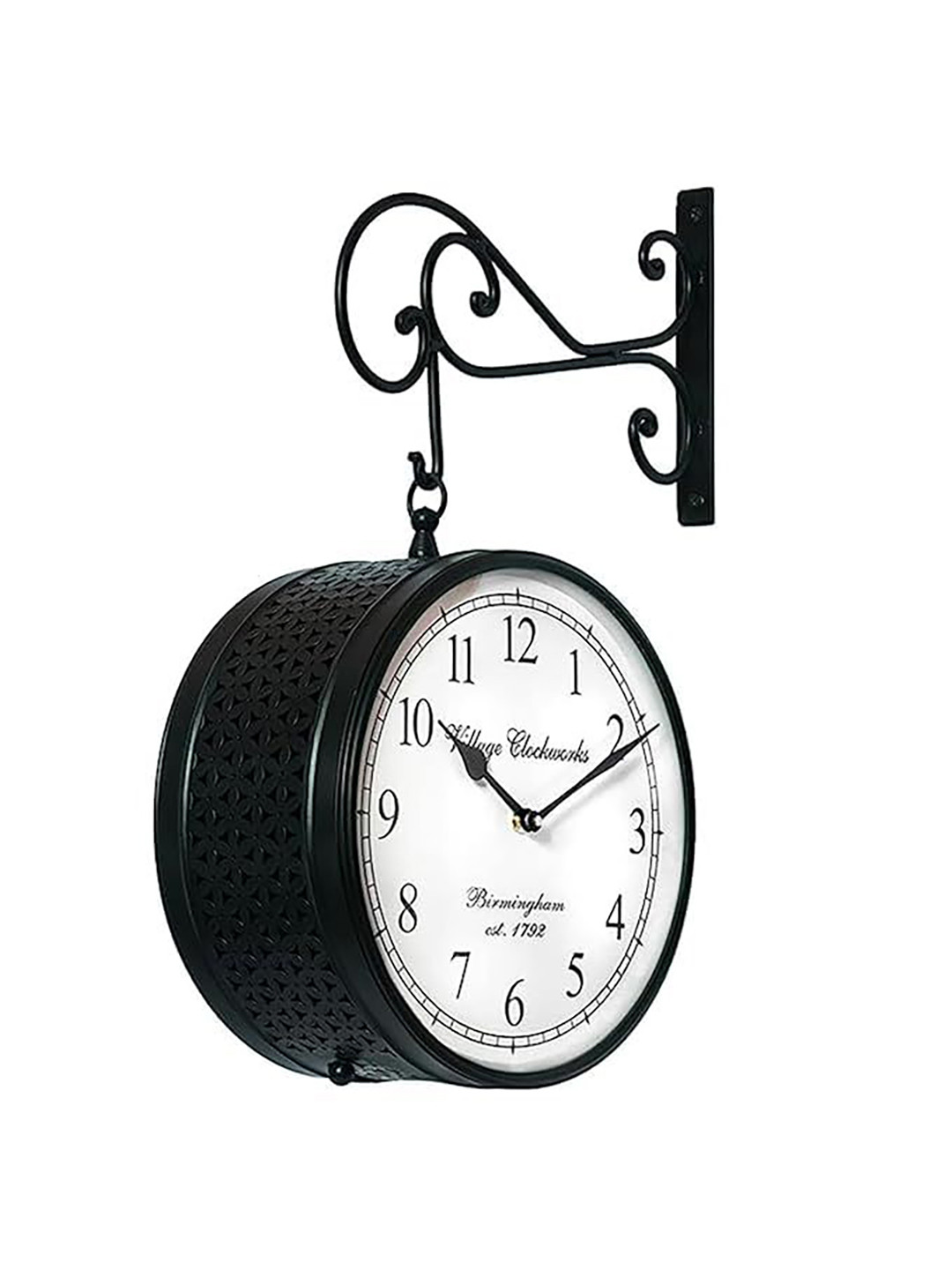 vedas Anvi Black & White Metal Double Sided Wall Clock