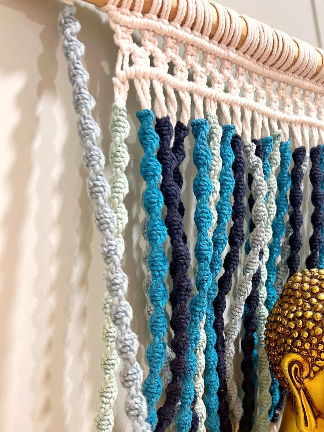 Sarmaya - The Handcraftes Tales Shades of Blue Macrame Wall Shelf