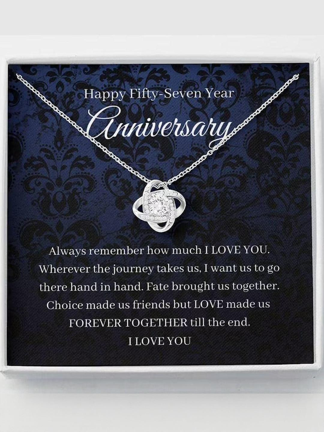 Silver Gift Wife Necklace, 57th Wedding Anniversary Necklace Gift For Wife Night Anniversary Fifty