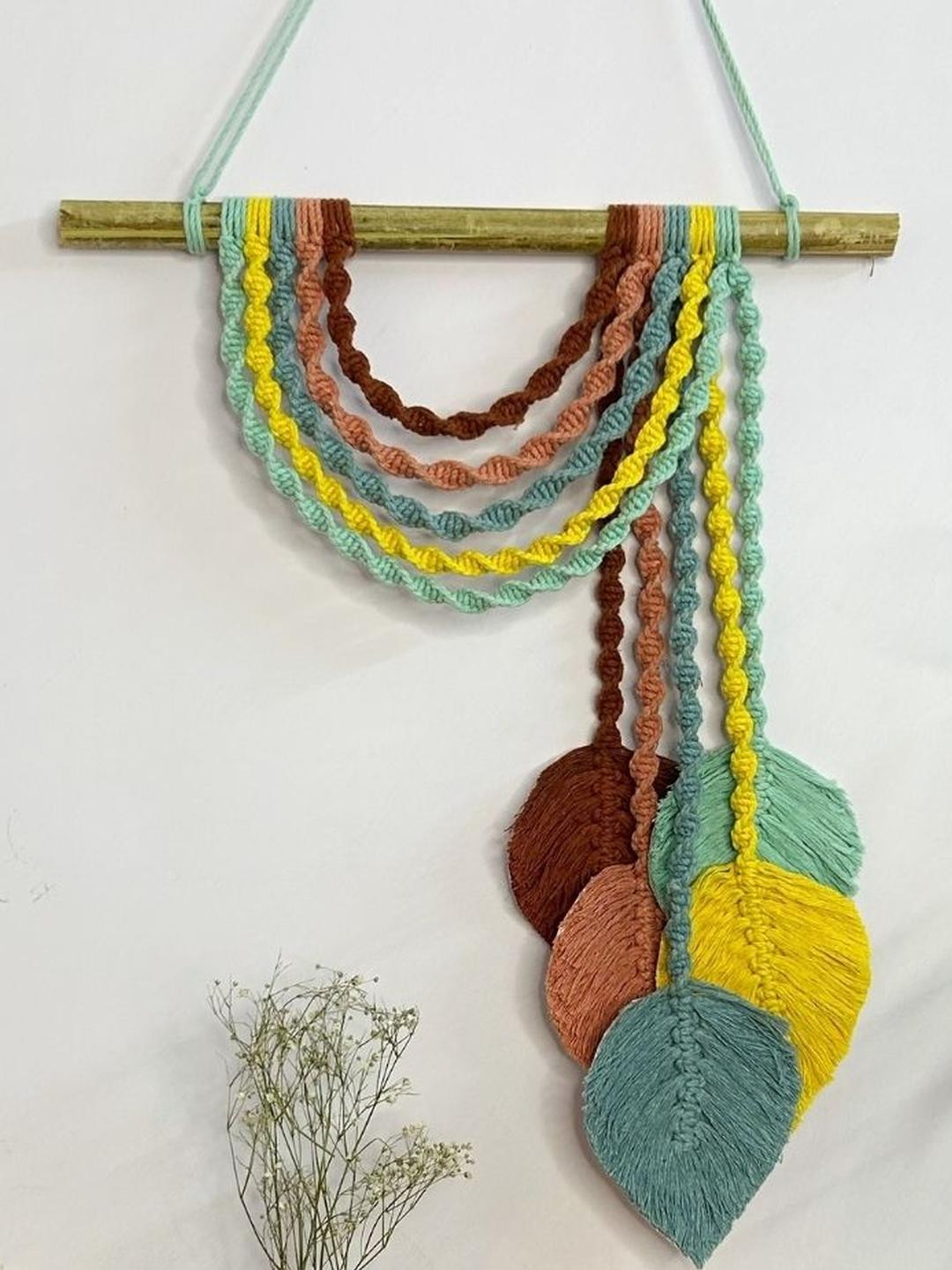 Sarmaya - The Handcraftes Tales Pastel Leaves Macrame Wall Hanging