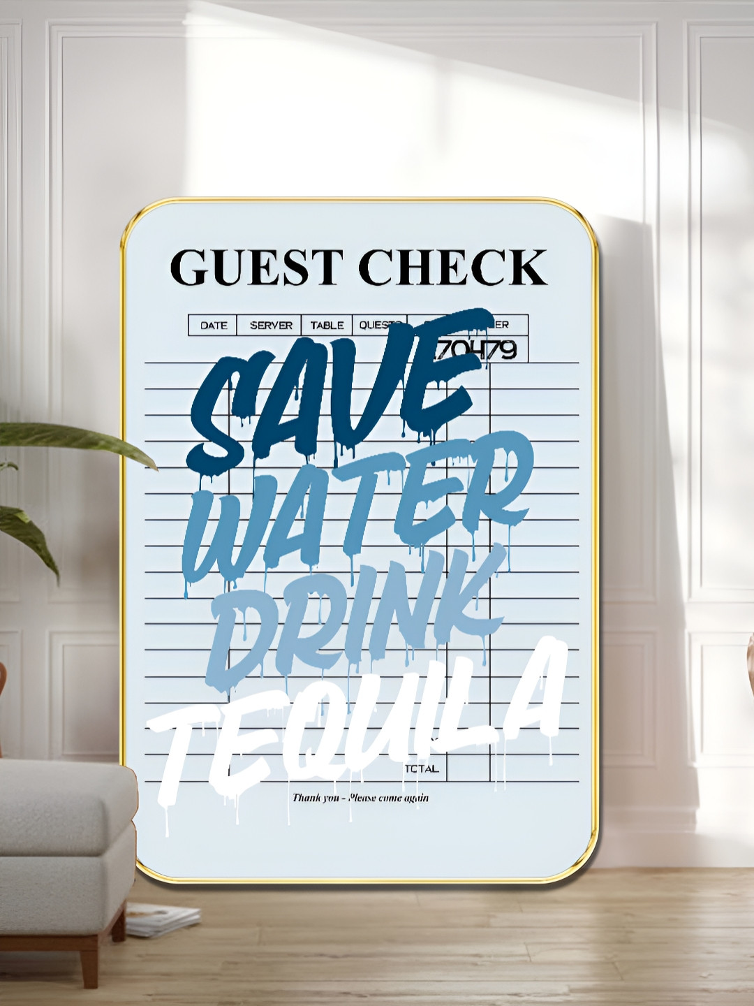 SAF Blue & White Funny Bar Quote Printed MDF Wooden Wall Art