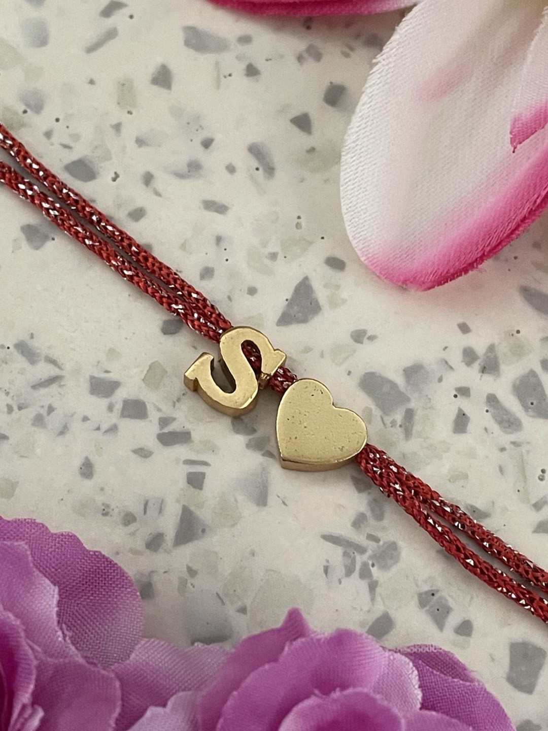 Digital Dress Room S Letter Initial Heart Charm Thread Rakhi