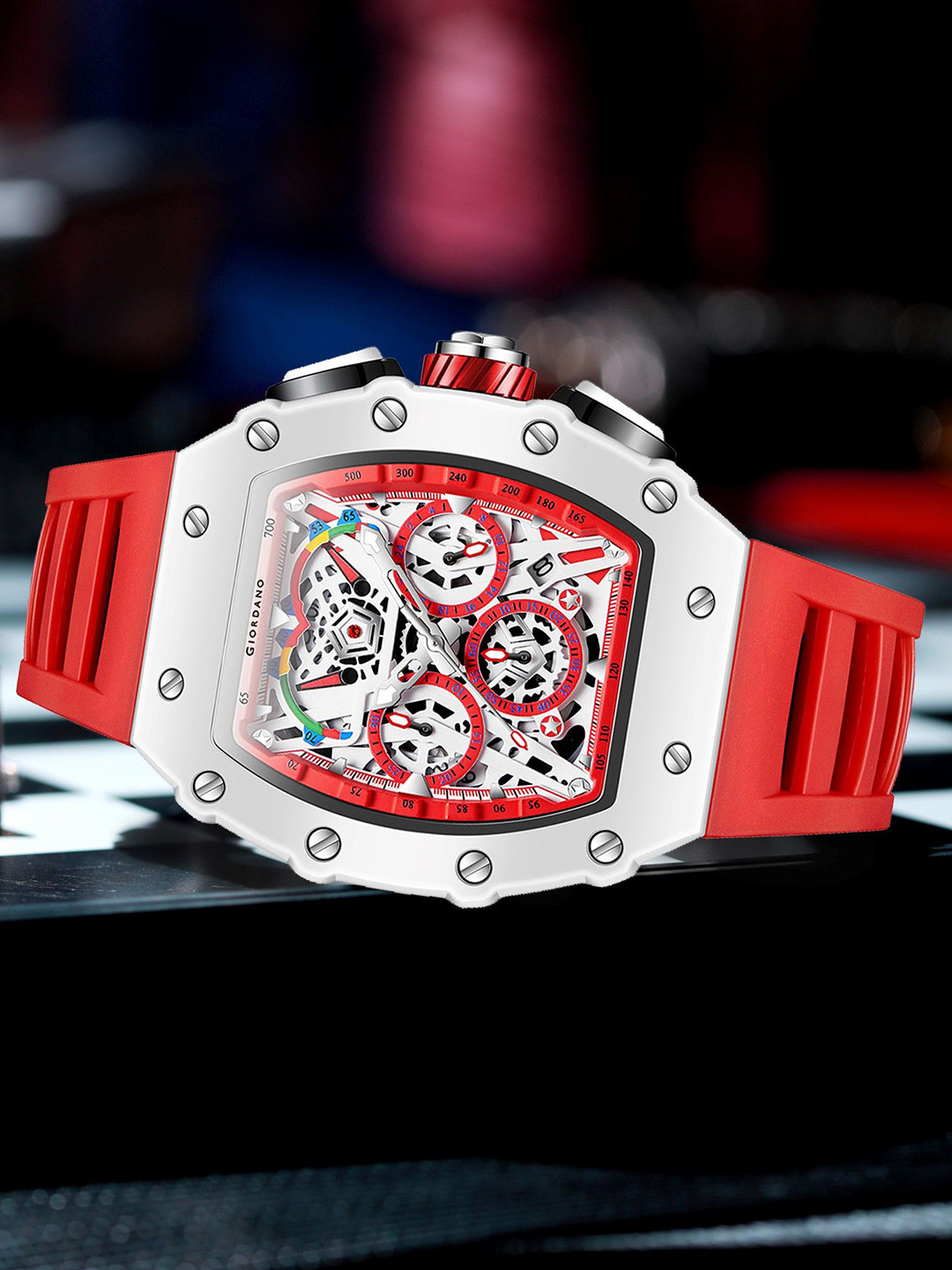 GIORDANO Men Skeleton Dial & Straps Analogue Multifunction Watch GZ-50144-03