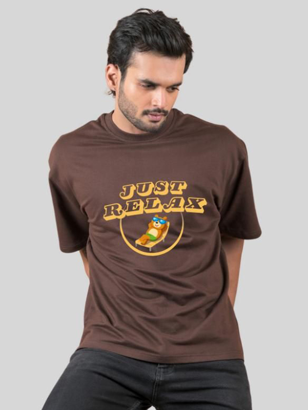 INDIAN THREADS Men Typography Printed Round Neck Cotton T-shirt