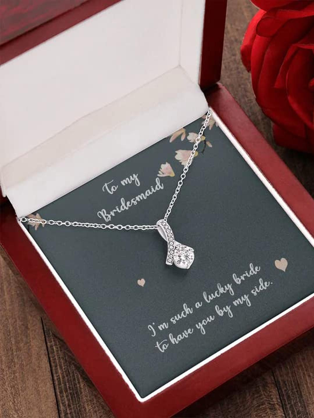 Sterling Silver Gift for Bridesmaid - Pure Silver Pendant With Message Card Female- | Necklace to G