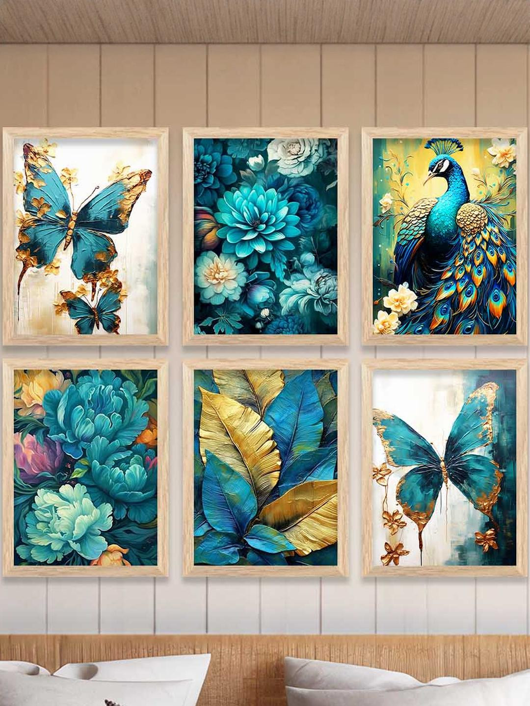 WALLLANE Brown 6 and more Piece Wood Birds Wall Paintings