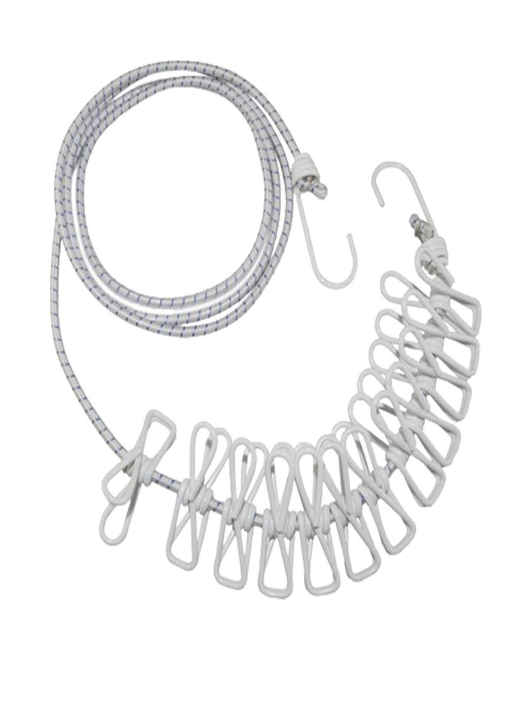 Khanjan Fashion Unisex White Plastic 12 metal clips Cloth Drying Line