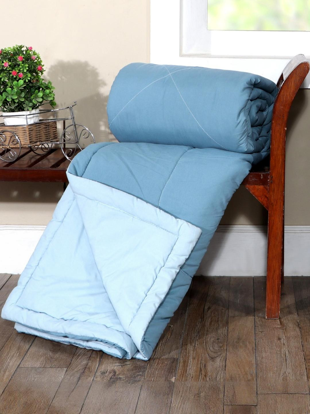 REALDREAM Solid AC Room Turquoise Blue Comforter Set