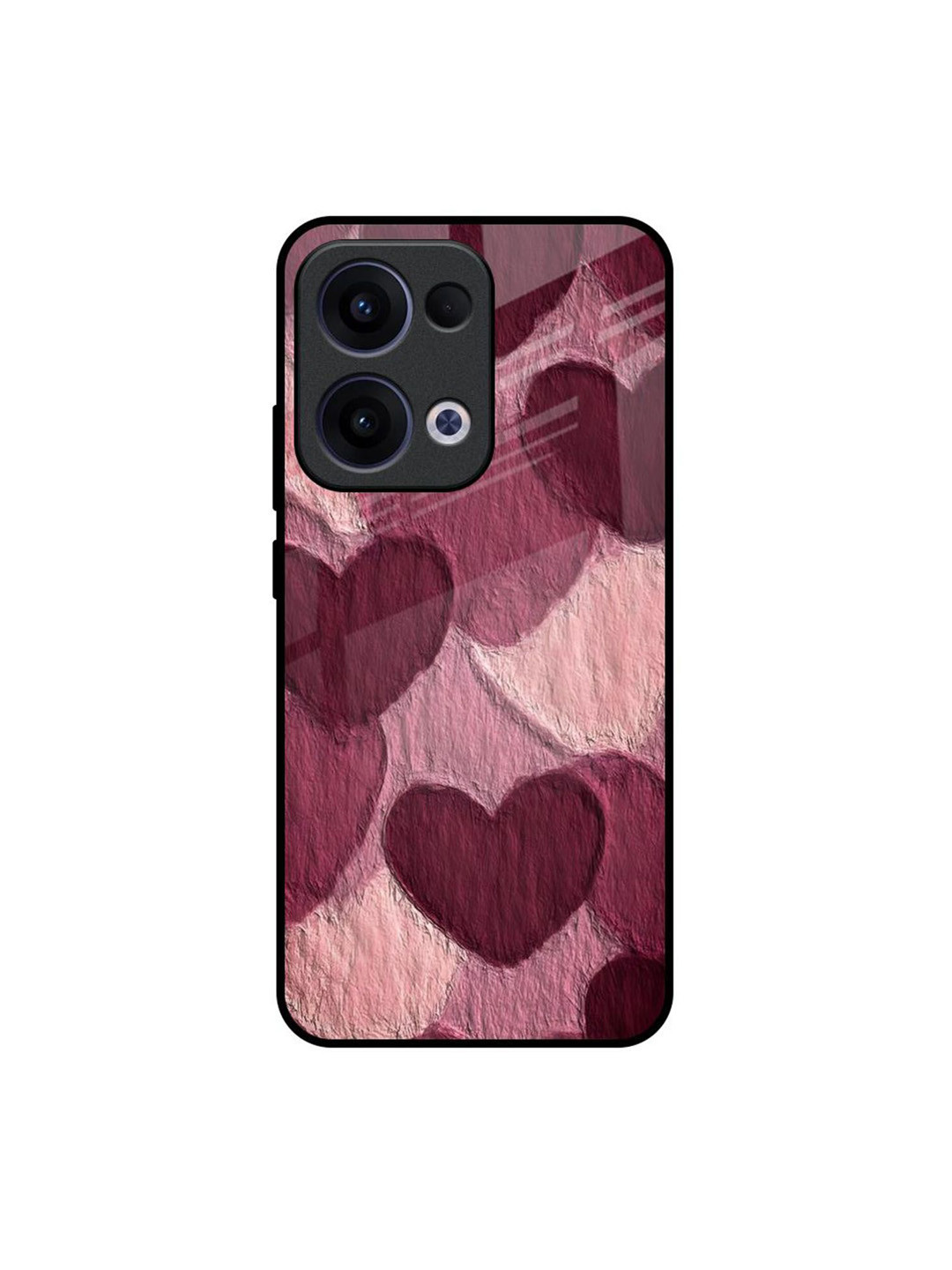QRIOH Sweetheart Patterned Glass Case for Oppo Reno13 5G Back Case Mobile Accessories