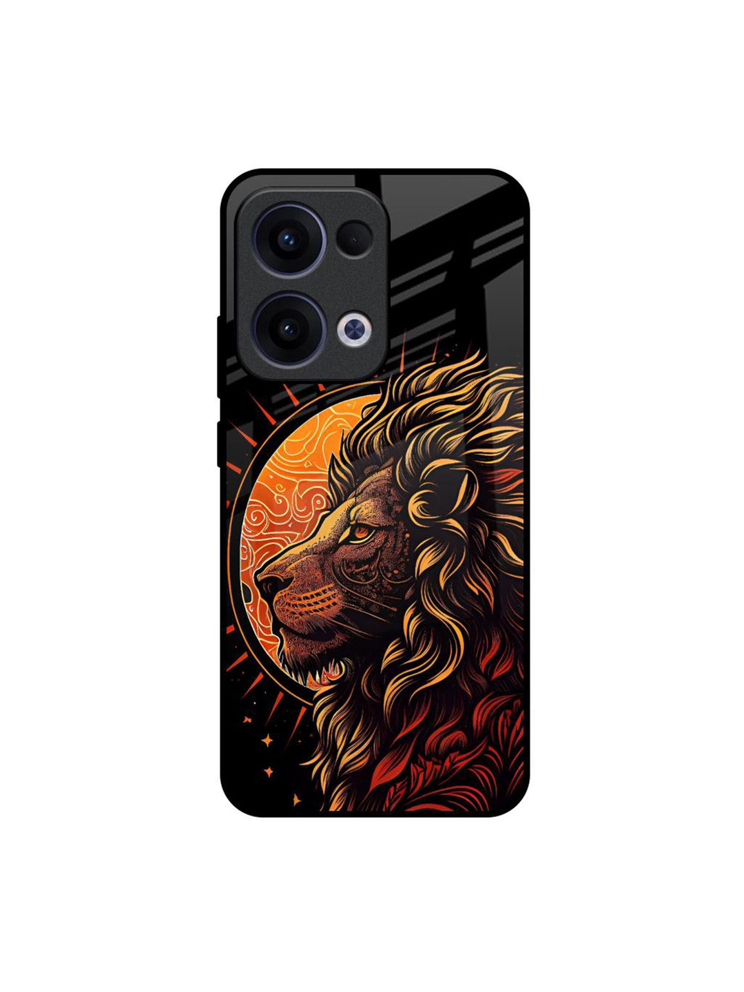 QRIOH Sun Faced Lion Printed Oppo Reno13 5G Glass Back Case