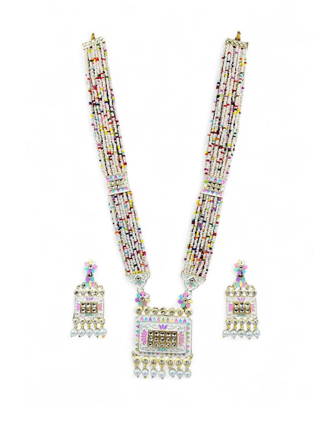 ANTIQUE JEWELLERY Copper-Plated Meenakari Necklace