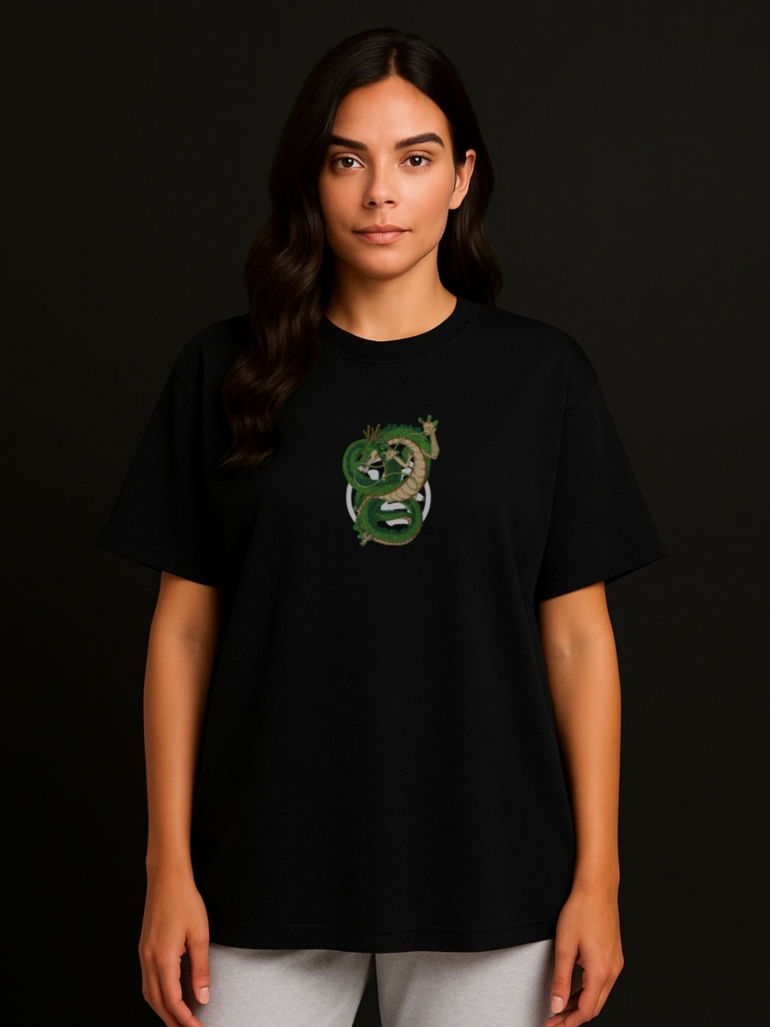 Anikmart Women Dragon Ball Z Dri-FIT Graphic Printed Round Neck Cotton Oversized T-shirt