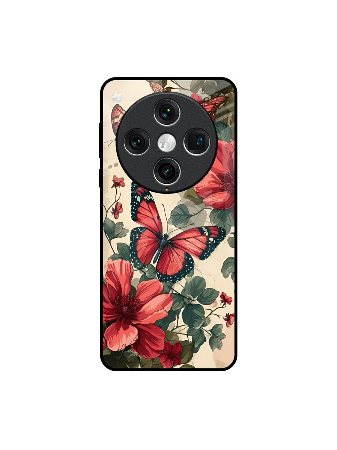 QRIOH Papillon Rouge Oppo Find X8 Pro Glass Back Case Case Mobile Accessories