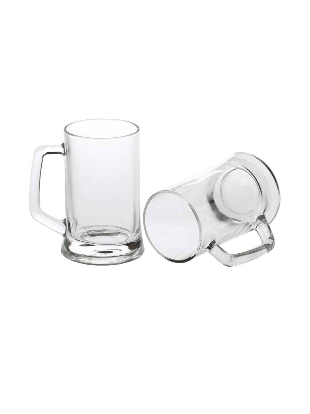 SOMIL 2 Piece Transparent Solid Glass Mugs