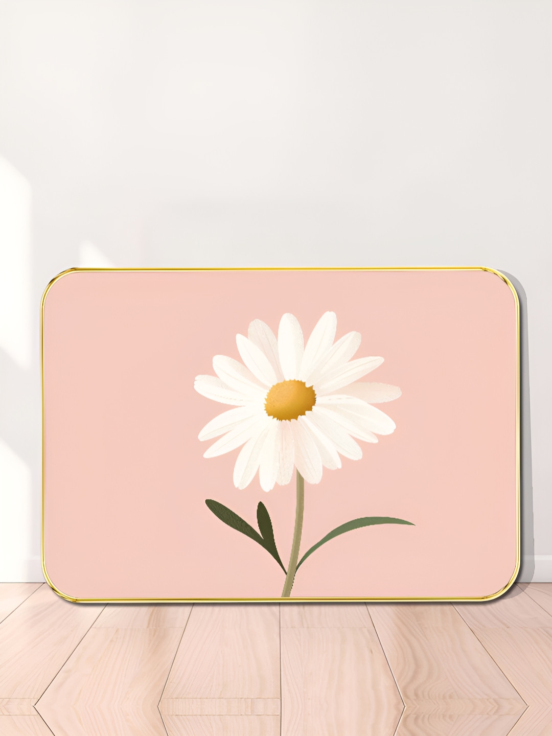 SAF Pink & White Minimal Daisy Bloom Wooden Wall Art