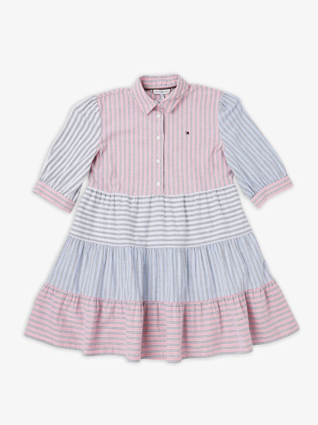 Tommy Hilfiger Girls Striped Long Sleeves Fit & Flare Knee Length Dress