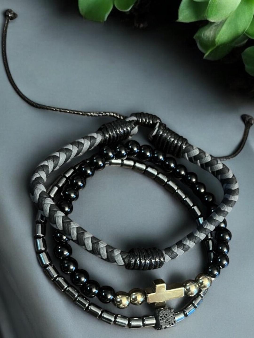 RAPPERSSHOP Men Cubic Zirconia Rhodium-Plated Wraparound Bracelet