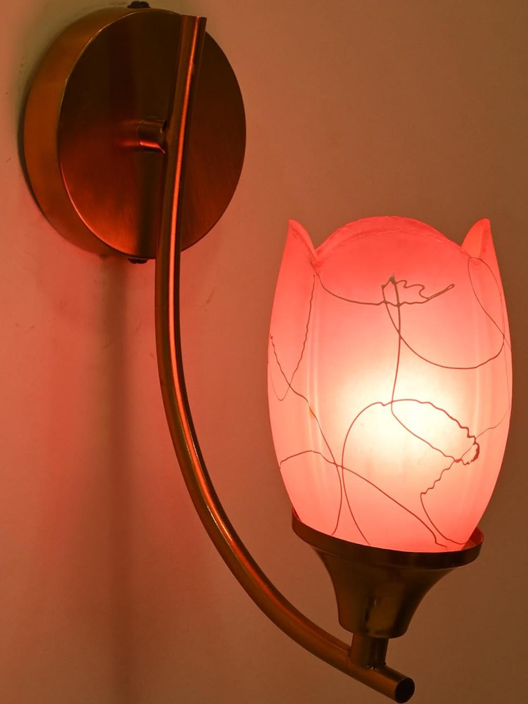 Somil Premium Designer Glass Wall/Night Lamp  Elegant  & Stylish Dcor Accent for Modern Interiors,  Color Pink, White, Size:- 9.5 x 9.5 x 19.5 CM