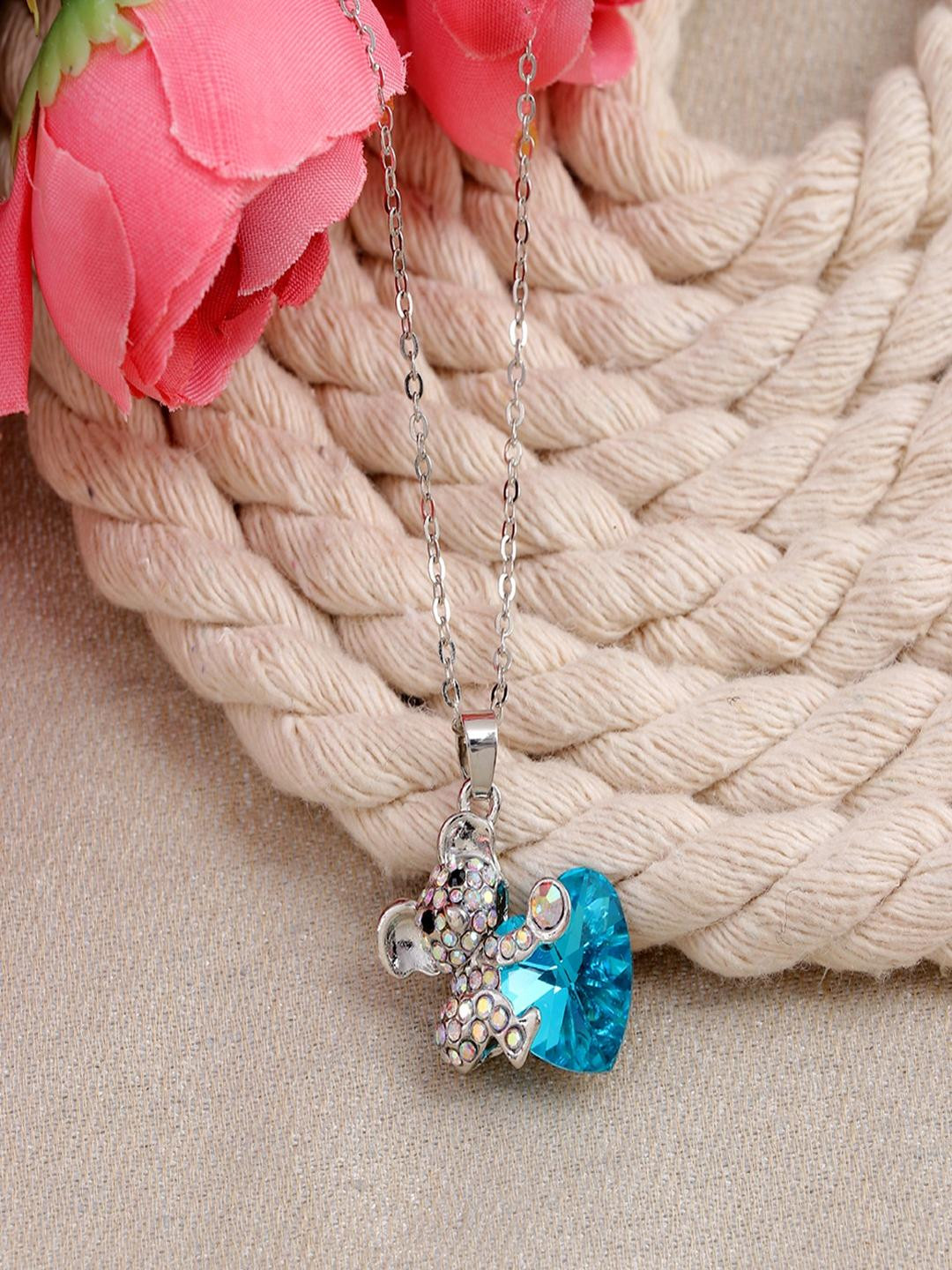 Vientiq Silver-Plated Blue artificial  gem stone Necklace