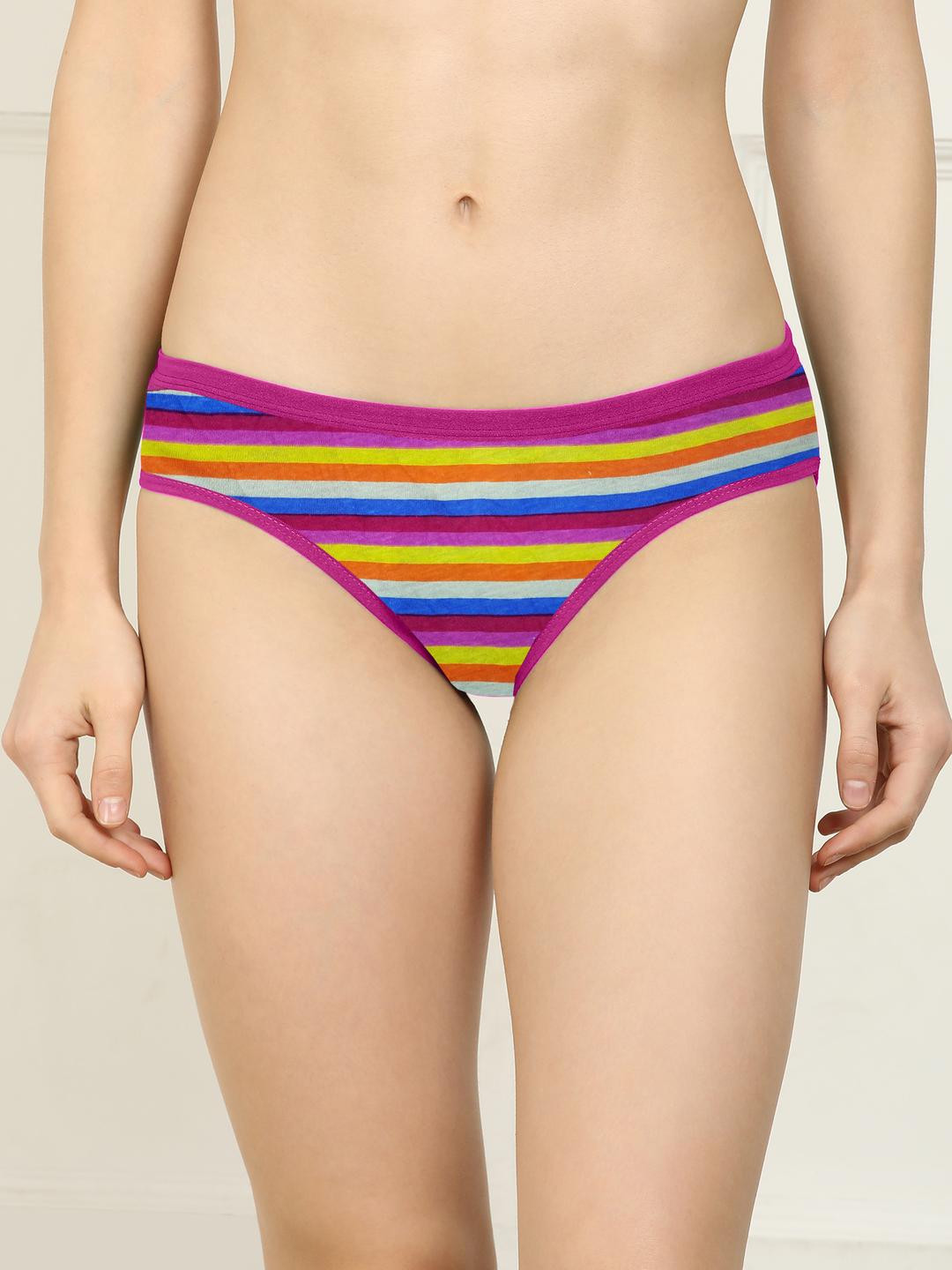 New stylish Pink,Green,Purple,Yellow,Red,Green Cotton Silk Hipster Multicolor Panties Pack of 6