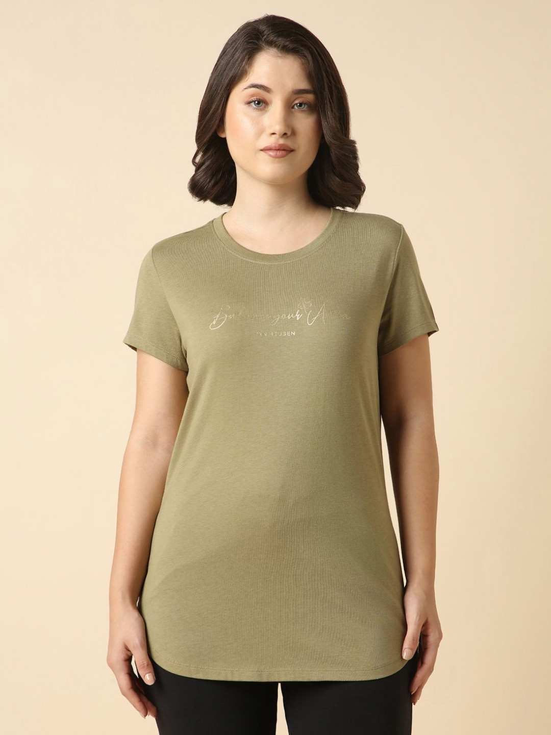 Van Heusen Typography Printed Round Neck Relaxed Fit T-shirt