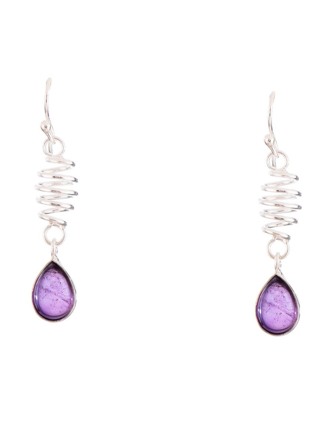 925-92.5 Silver Planets Amethyst Drop Earring