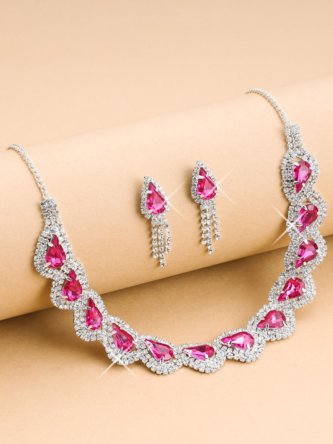 ASCEND Sliver-Plated Crystals  Stone-Studded Jewellery Set