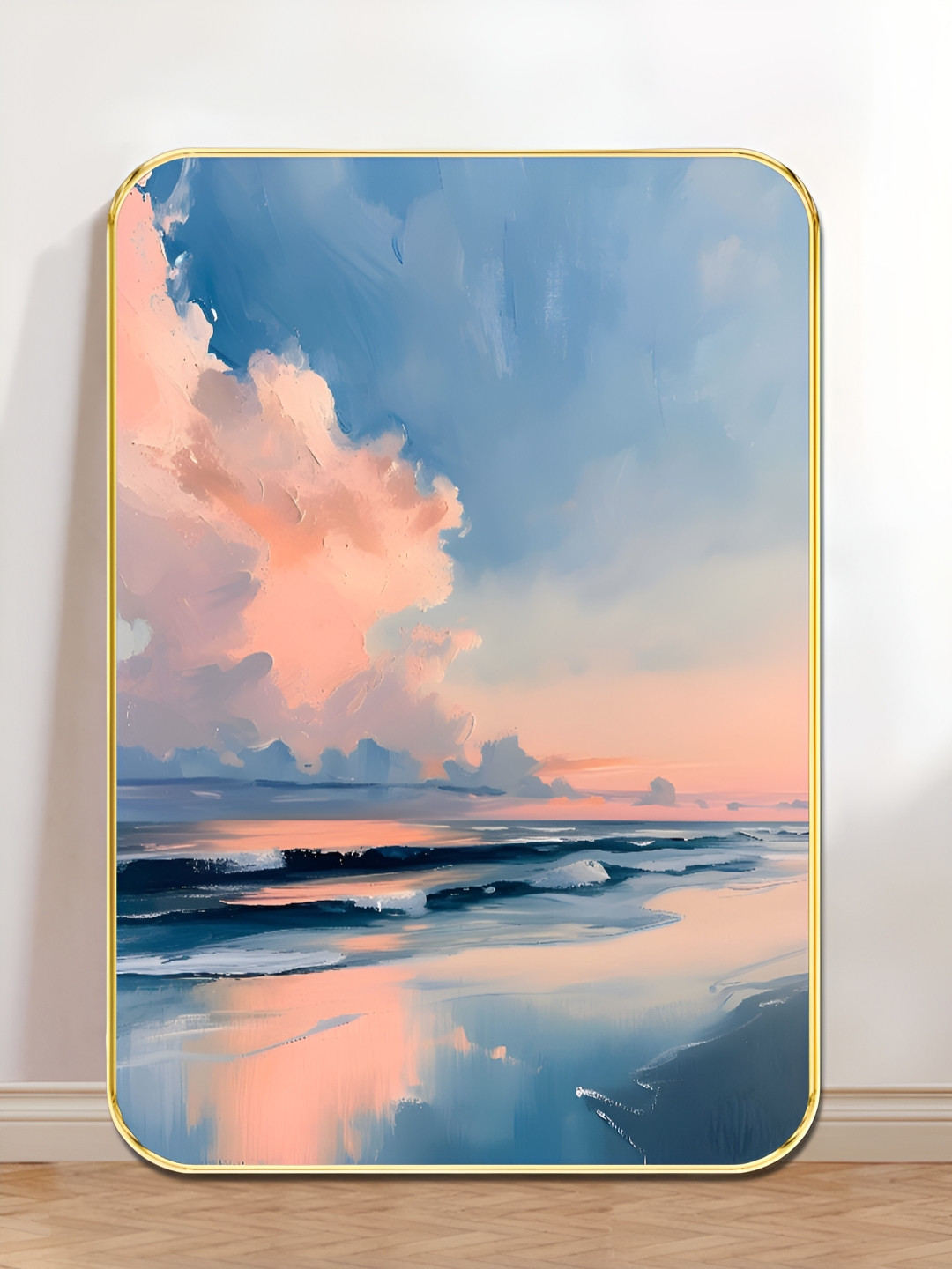 SAF Blue & Peach Ocean Sunset Wall Art