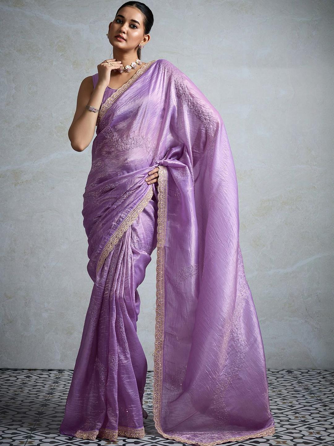 Anouk Lavender Tissue  Sarees